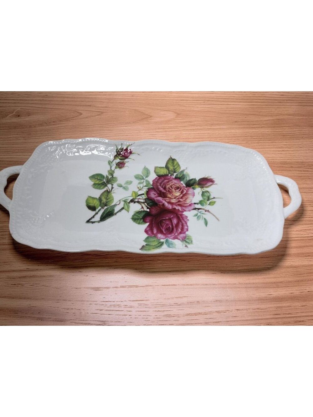 Vintage Godinger Co. Roses Vine Design Porcelain Serving Tray